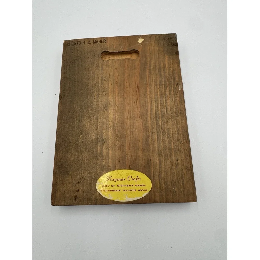 Vintage Wooden Plaque 1973 C.H. Maher‎